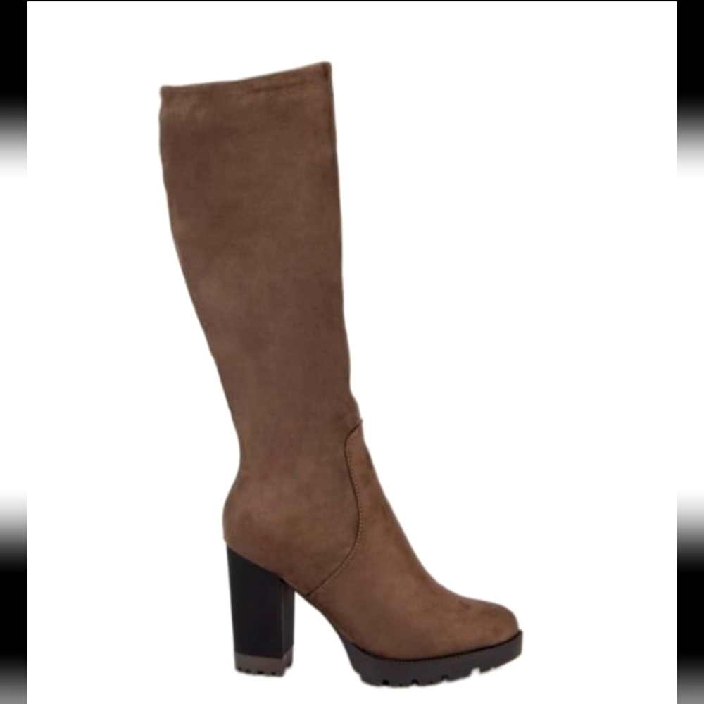 Womens Brown Suede Platform Boots Size-8.5W